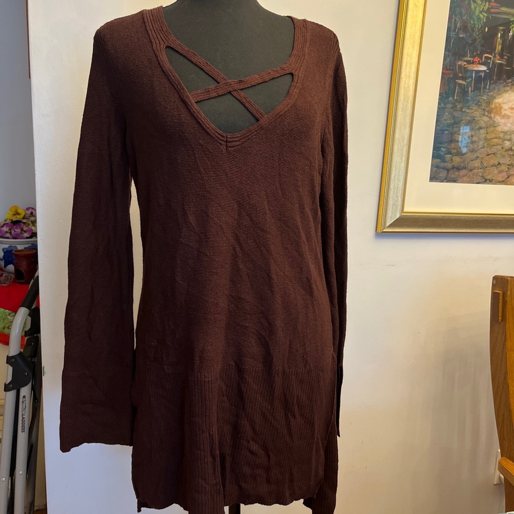 Free People criss cross tunic sweater